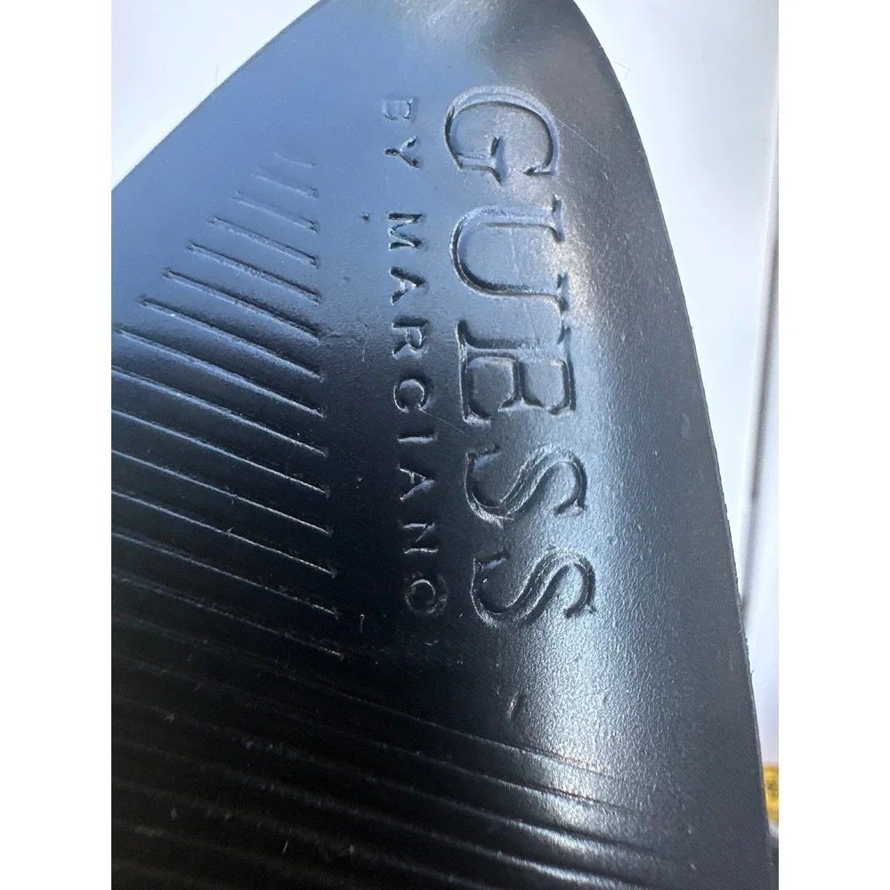 Guess by‎ Marciano Womens Black Croc Embossed Monogram Lace Up Shooties Heels 7M